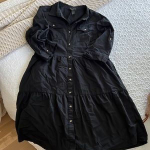 Black button down midi dress